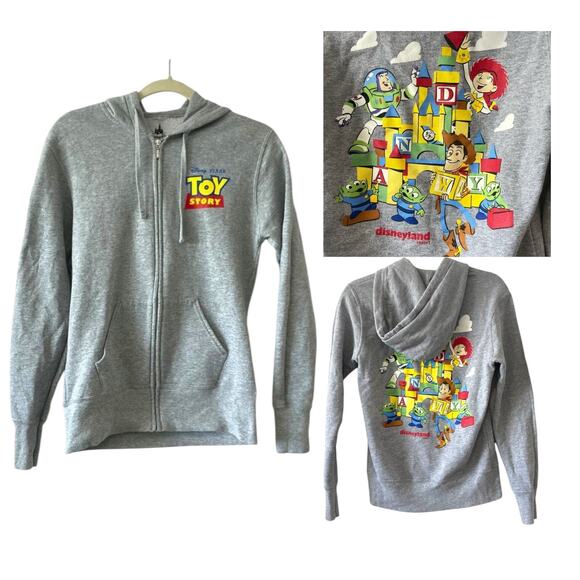 Disney Toy Story Grey Zipper Hoodie Sweatshirt Size Small Pixar Fleece Jacket - Picture 1 of 6
